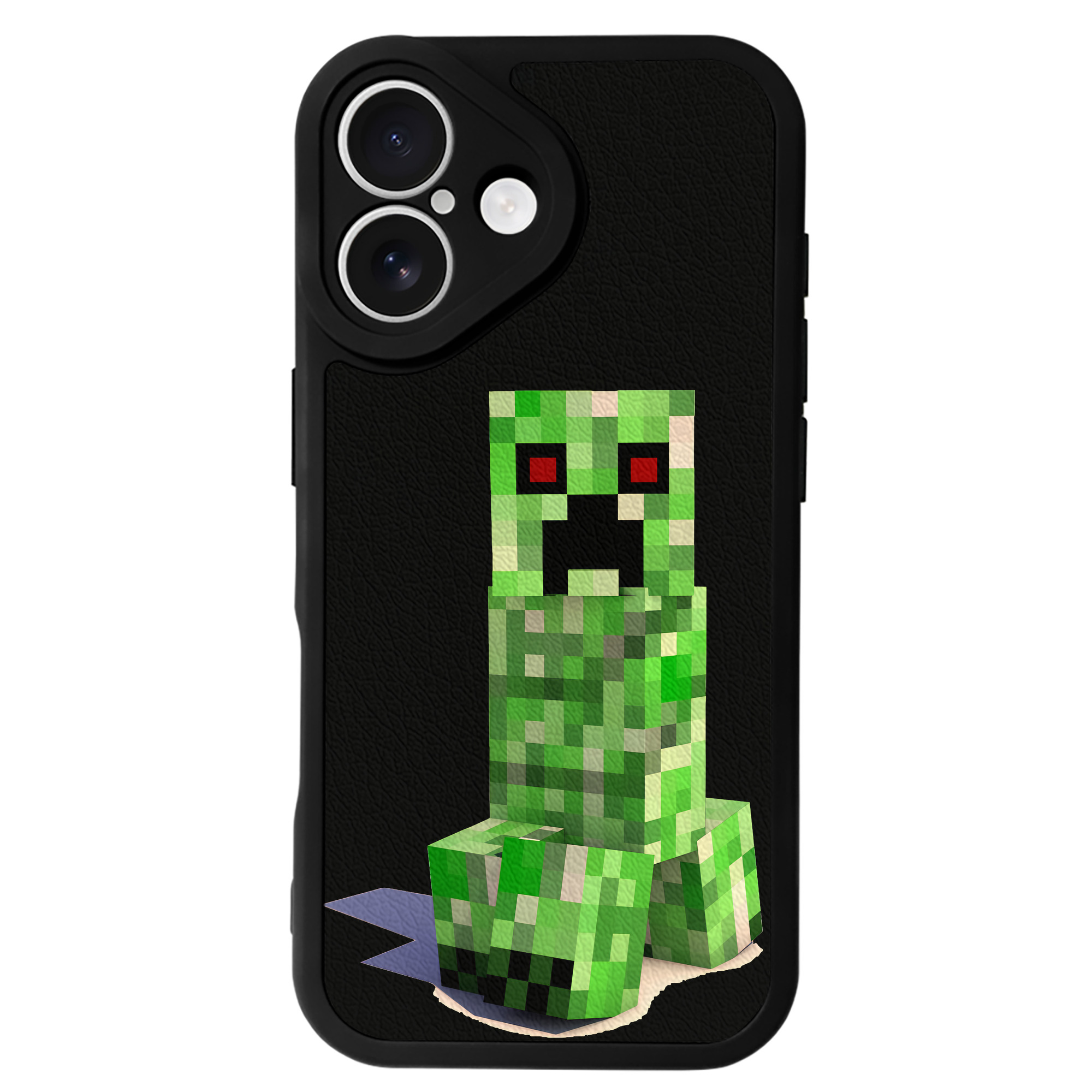 （画像用） マインクラフト ブロックの世界 Minecraft MC Block world 【iPhone 16シリーズ対応】シリコンスマホケース（レザー調） 材質：シリコン